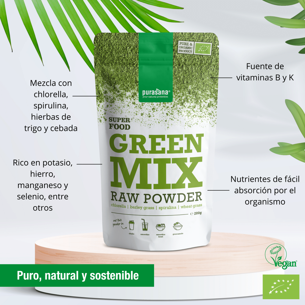 Purasana Green Mix raw powder 200 g BIO