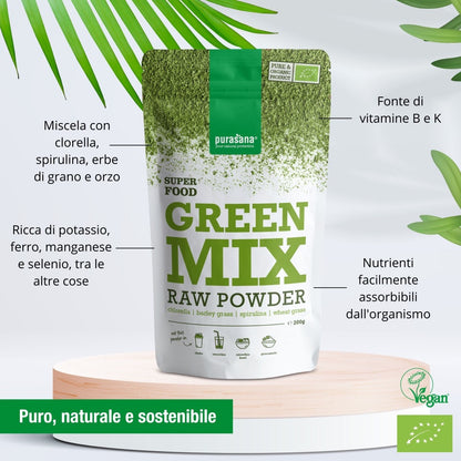 Purasana Green Mix raw powder 200 g BIO