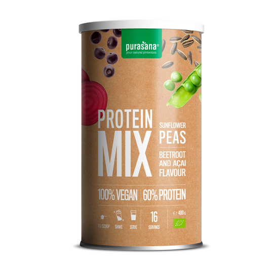 Veg. prot. mix 58% pea/sunflower/acai 400 g BIO beetroot-açai 400 g BIO